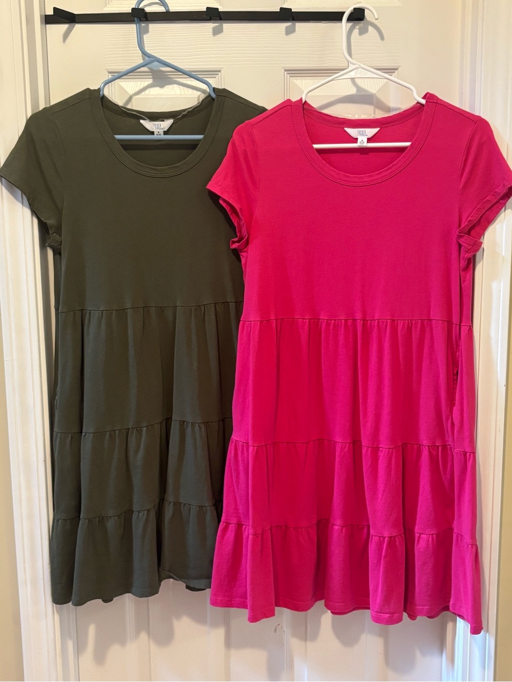 Short Sleeve Tiered Flowy Dresses with Pockets Like New SET OF 2
